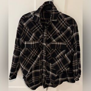 Olivaceous Black and Brown Plaid Shirt